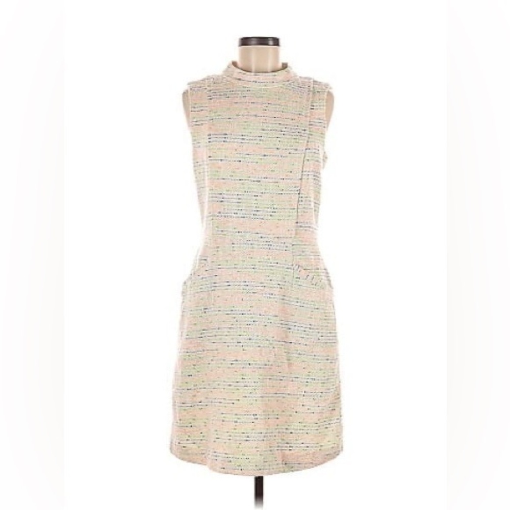 Halogen High Neck Multicolor Tweed Sheath Dress 8
